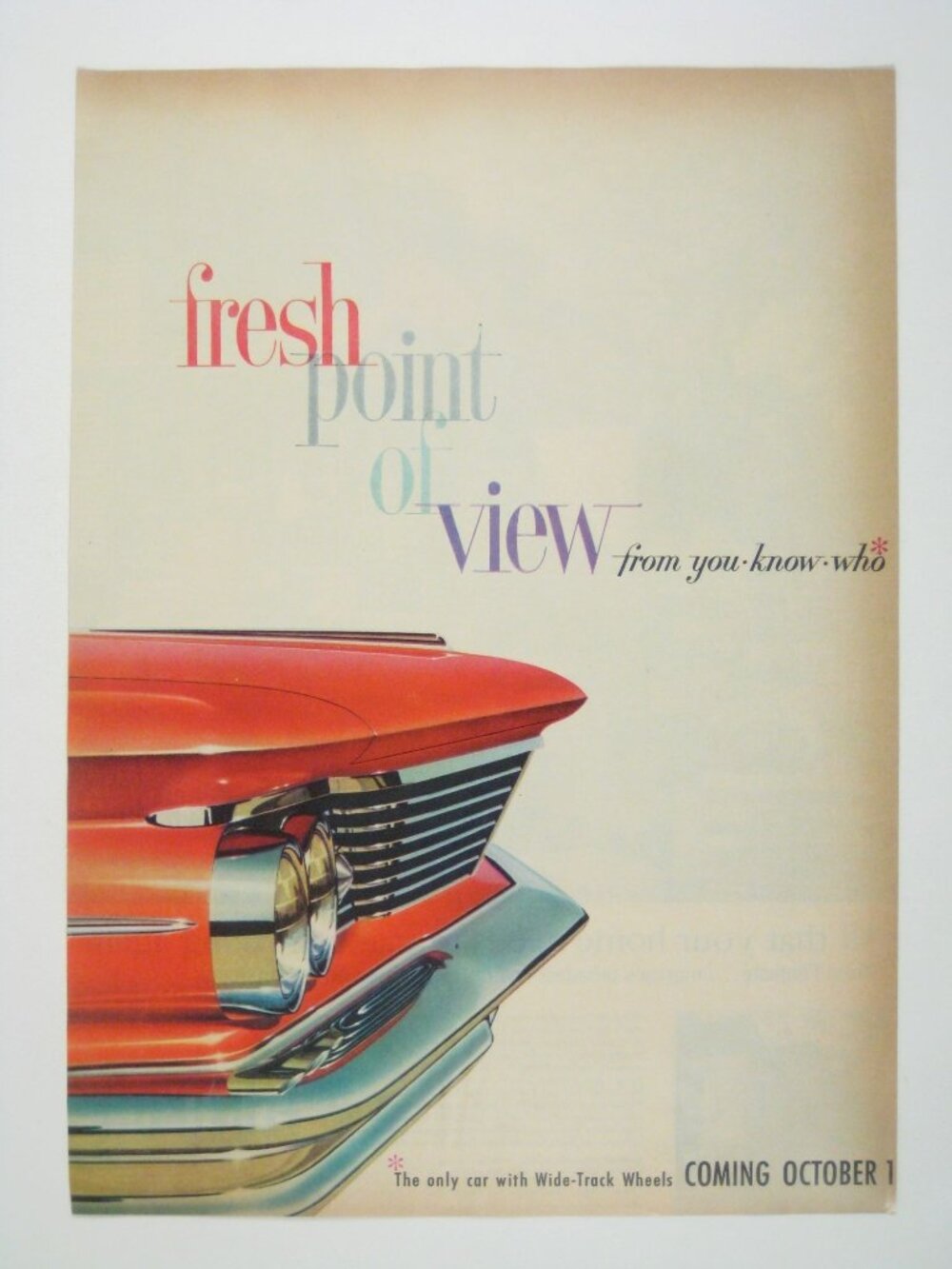 Vintage 1960 Pontiac Wide Track Wheels Advertisement Print Coming October 1 Auto
